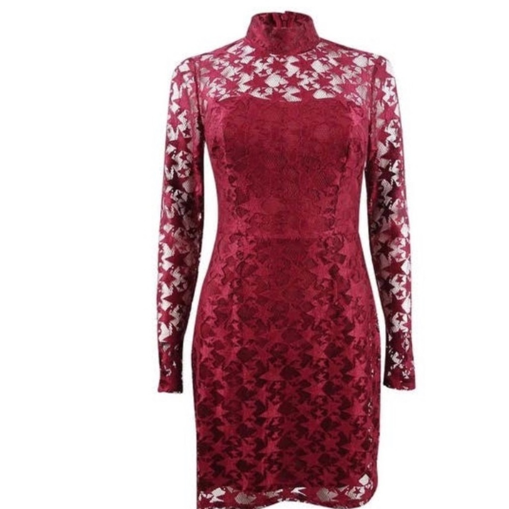 Betsey Johnson Red Star Lace Sheath Dress Size 10